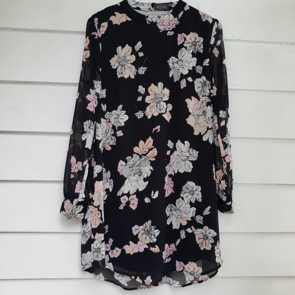HP 🎆 9/13 ASTR Floral Print Long Sleeve Dress - Picture 2 of 6